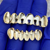 14K Gold Plated Over 925 Sterling Silver Diamond-Cut Grillz Set