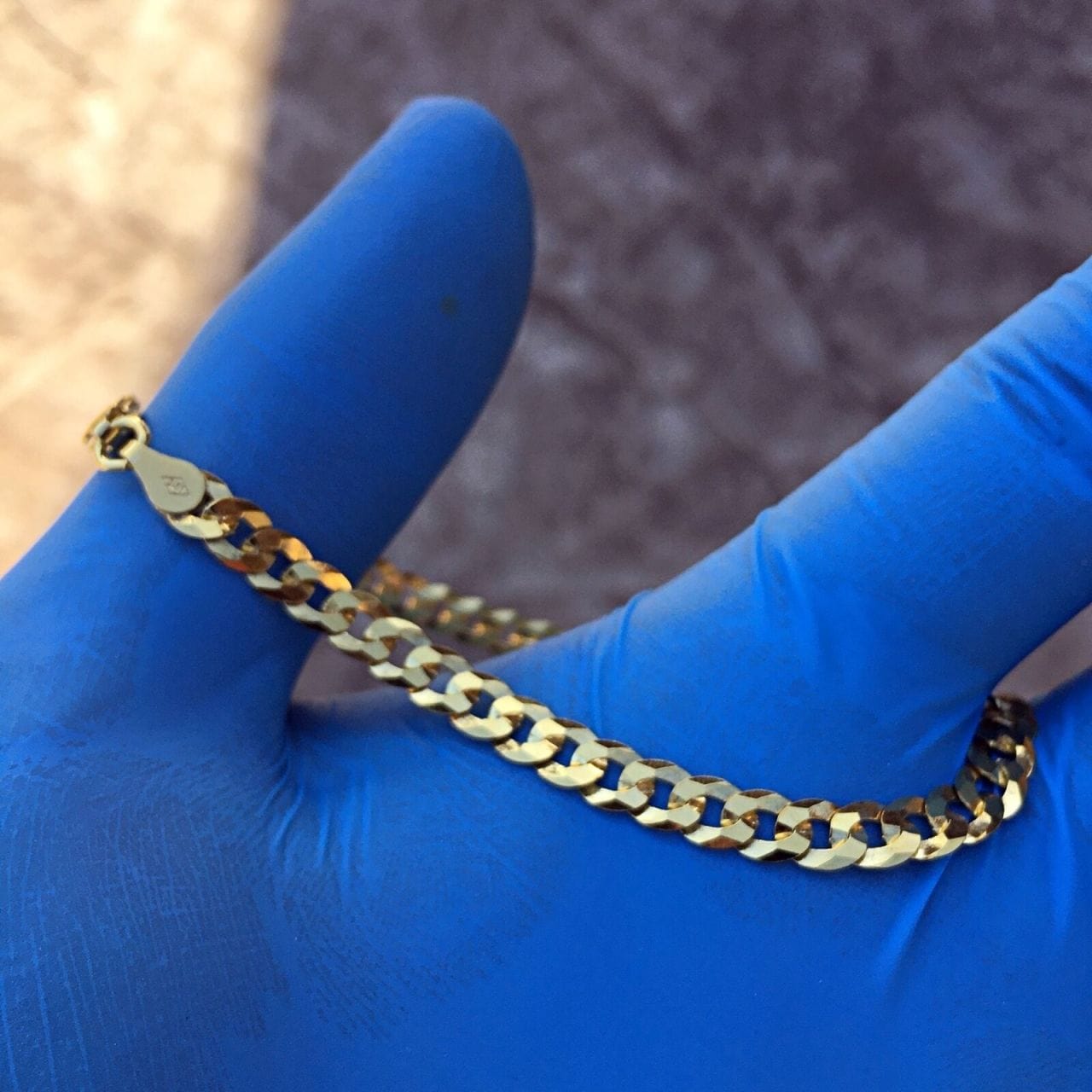 14k Gold Plated Over 925 Sterling Silver Flat Cuban Bracelet 7.5" x 5M