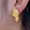 14K Gold Plated over 925  Sterling Silver Huge Nugget Earrings 27MM