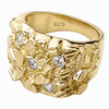 14k Gold Plated over 925 Sterling Silver Iced CZ Nugget Brutalist Ring