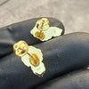 14k Gold Plated over 925 Sterling Silver Iced CZ Nugget Earrings 16MM