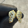 14k Gold Plated over 925 Sterling Silver Iced CZ Nugget Earrings 16MM