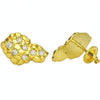 14k Gold Plated over 925 Sterling Silver Iced CZ Nugget Earrings 16MM