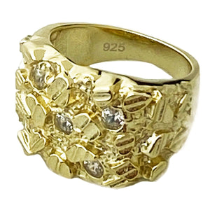 Herren ECHT Massiv 925 Sterlingsilber Eis Nugget Ring Hip Hop CZ