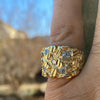 14k Gold Plated over 925 Sterling Silver Iced CZ Nugget Ring