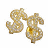 14k Gold Plated over 925 Sterling Silver Iced $ Dollar Sign Earrings