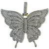 14K Gold Plated over 925 Sterling SIlver Iced Flooded Out CZ Butterfly Pendant 2.5" (Large)