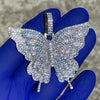 14K Gold Plated over 925 Sterling SIlver Iced Flooded Out CZ Butterfly Pendant 2.5" (Large)