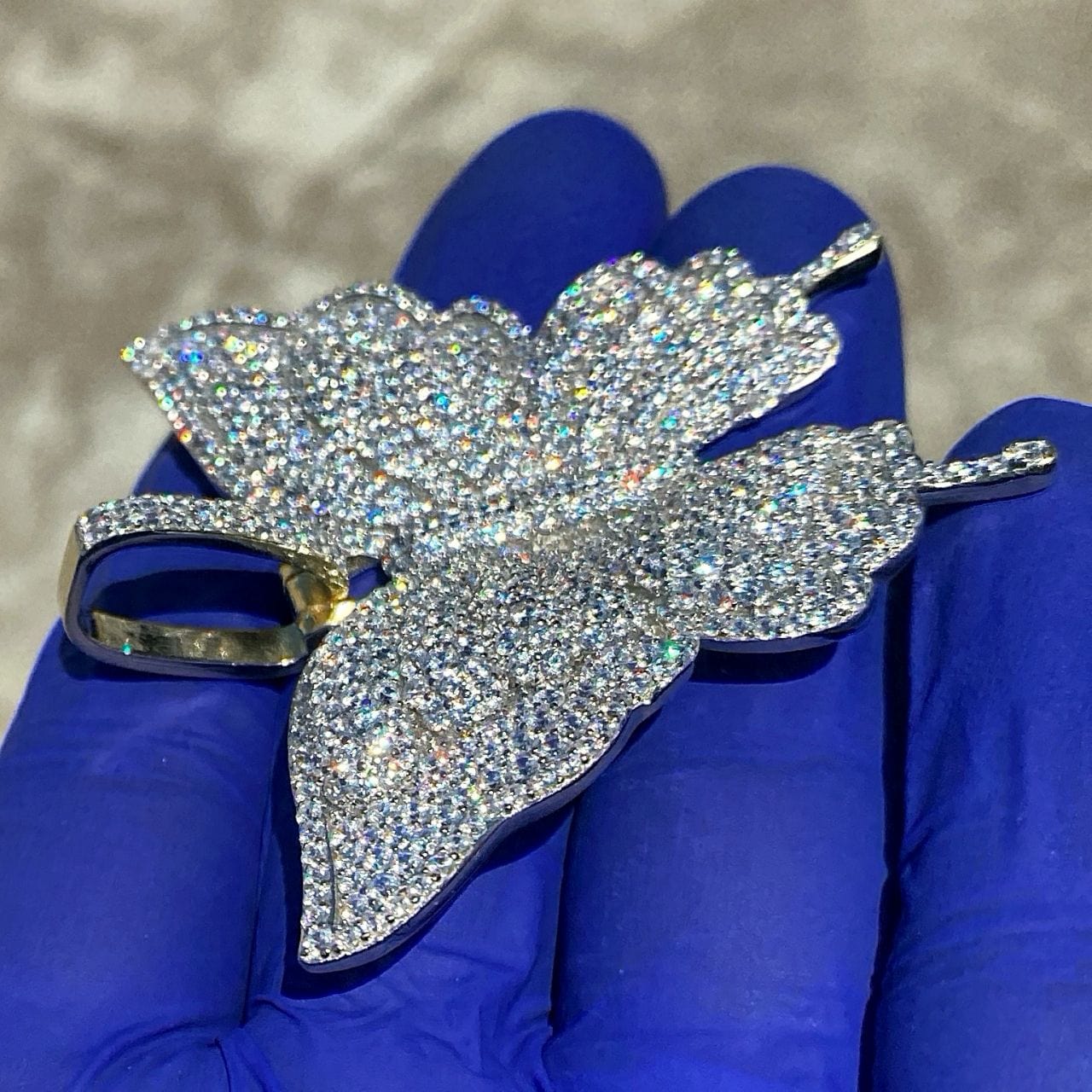 14K Gold Plated over 925 Sterling SIlver Iced Flooded Out CZ Butterfly