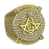 14K Gold Plated over 925 Sterling Silver Iced Flooded Out CZ Masonic Master Mason Ring