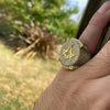 14K Gold Plated over 925 Sterling Silver Iced Flooded Out CZ Masonic Master Mason Ring