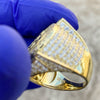 14K Gold Plated over 925 Sterling Silver Iced Flooded Out CZ Masonic Master Mason Ring