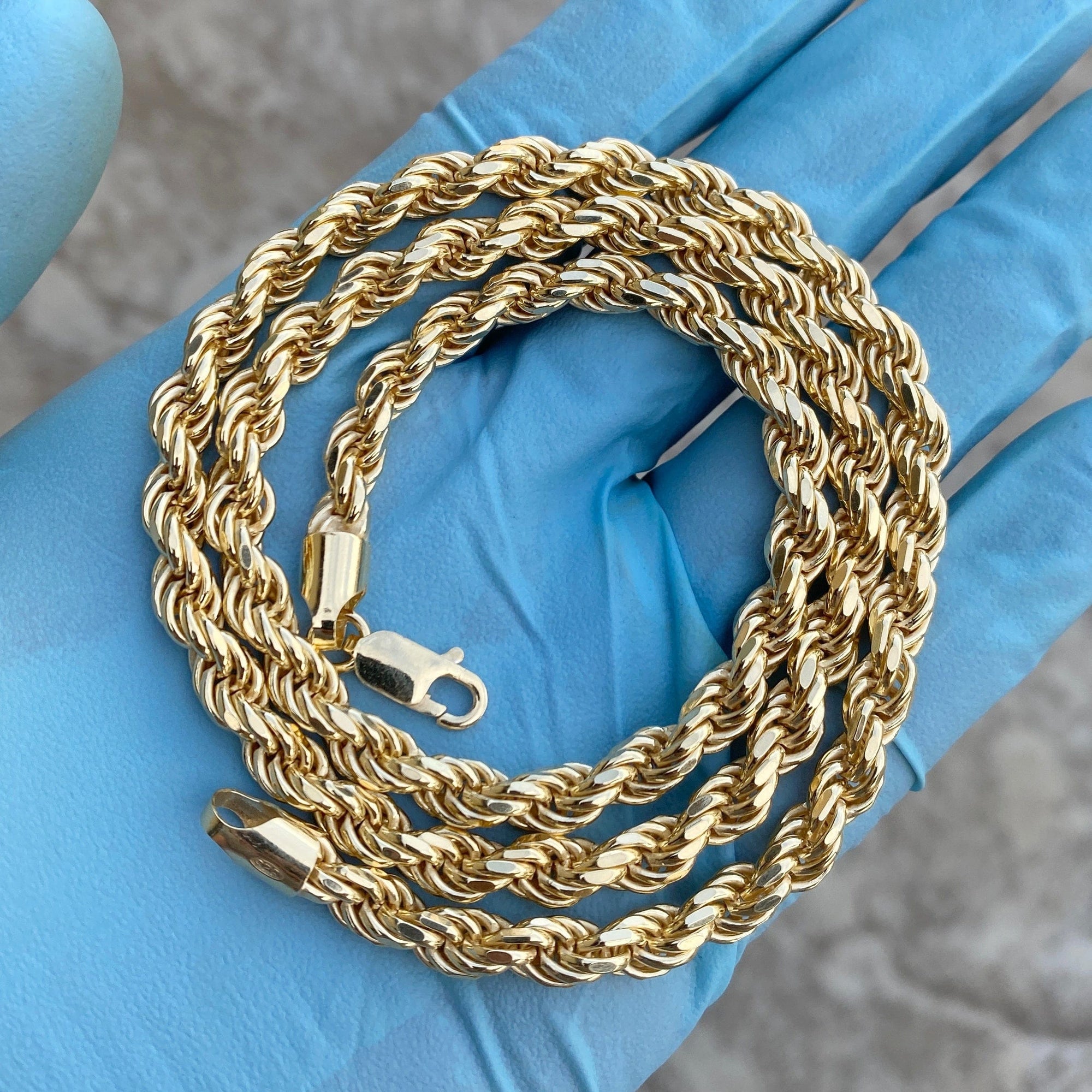 14K Gold Plated Over 925 Sterling Silver Italy Rope Chain 22