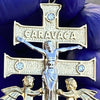 14K Gold Plated Over 925 Sterling Silver La Cruz De Caravaca Cross Pendant Large 2.5"