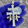 14K Gold Plated Over 925 Sterling Silver La Cruz De Caravaca Cross Pendant Large 2.5"