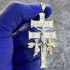 14K Gold Plated Over 925 Sterling Silver La Cruz De Caravaca Cross Pendant Large 2.5"