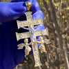 14K Gold Plated Over 925 Sterling Silver La Cruz De Caravaca Cross Pendant Large 2.5"