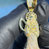 14k Gold Plated over 925 Sterling Silver La Santa Muerte Iced Micro Pave CZ Small Pendant 1.75"