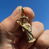 14k Gold Plated over 925 Sterling Silver La Santa Muerte Plain Small Pendant  1.5"