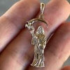 14k Gold Plated over 925 Sterling Silver La Santa Muerte Plain Small Pendant  1.5"