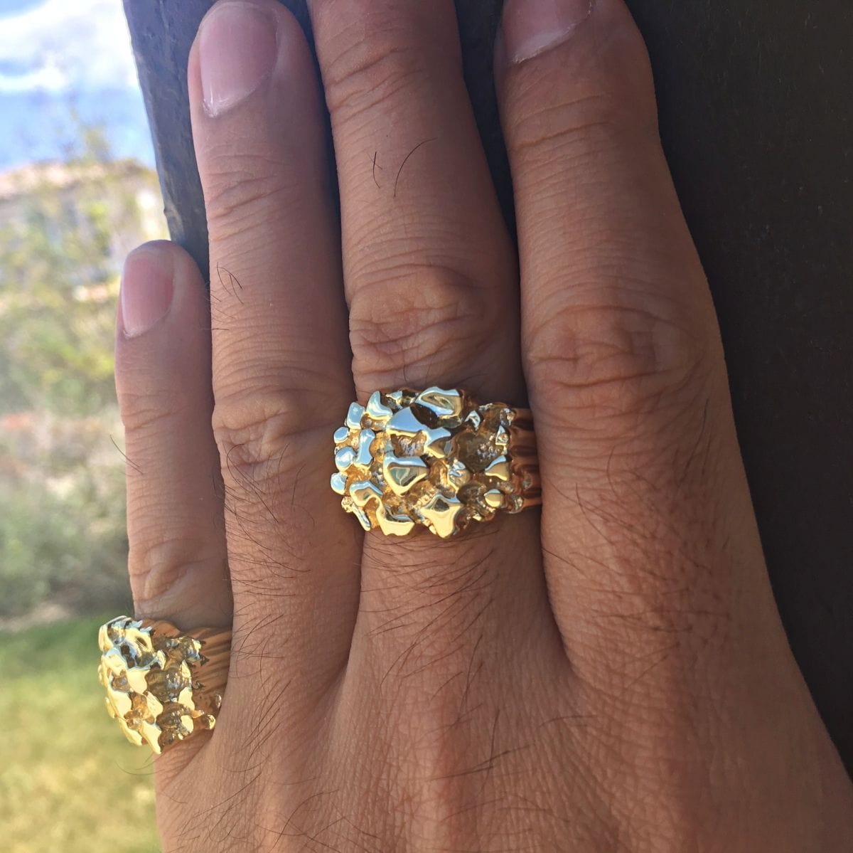 thumbnail image 2 of Real 14k Yellow Gold Nugget Ring, Men's Sizes 8, 9, 10, 11, Handmade In USA 2 of 5