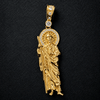 14K Gold Plated over 925 Sterling Silver San Judas St Saint Jude Iced CZ Pendant