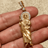 14K Gold Plated over 925 Sterling Silver San Judas St Saint Jude Iced CZ Pendant