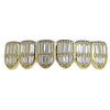 14K Gold Plated over 925 Sterling Silver Six Bottom Teeth CZ Baguette Grillz