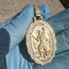 14K Gold Plated over 925 Sterling Silver St Saint Christopher Medal CZ Medallion Pendant