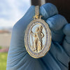 14k Gold Plated over 925 Sterling Silver St Saint Christopher San Cristobal Medal CZ Medallion Pendant