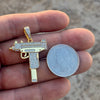 14k Gold Plated Over 925 Sterling Silver Uzi Submachine Gun Pendant CZ Iced