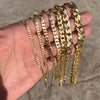 14k Gold Plated over Real 925 Sterling Silver Flat Cuban Link Bracelet 3MM-11MM