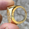 14K Gold Plated over Solid 925 Silver Marijuana Weed Leaf Iced Ring