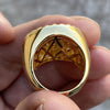 14K Gold Plated over Solid 925 Silver Marijuana Weed Leaf Iced Ring