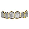 14K Gold Plated Premium CZ Iced Two -Tone Top Teeth Micro Pave Grillz