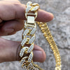 14K Gold Plated Puffed Cuban Link Iced Chain Flooded Out Necklace