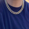 14K Gold Plated Puffed Cuban Link Iced Chain Flooded Out Necklace