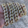 14K Gold Plated Puffed Cuban Link Iced Chain Flooded Out Necklace