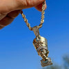 14K Gold Plated Queen Nefertiti Iced Rope Chain Necklace 24"