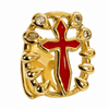 14k Gold Plated Red Cross CZ Single Iced Teeth Bling Out Open Face Grill