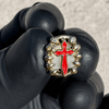 14k Gold Plated Red Cross CZ Single Iced Teeth Bling Out Open Face Grill