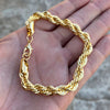 14K Gold Plated Rope Chain Bracelet 8" x 8MM