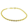 14K Gold Plated Rope Chain Bracelet 9" x 3.5MM