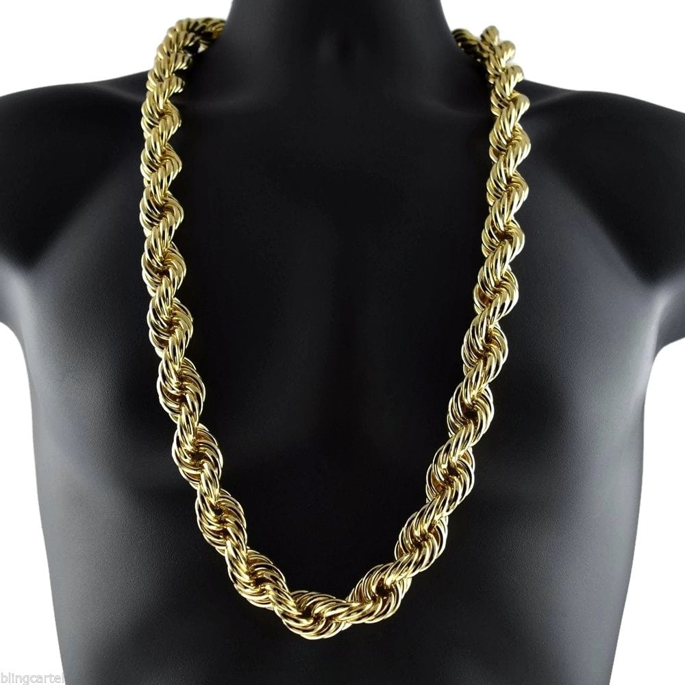 Dookie Ropes 14K Gold Plated Rope Chain Dookie Necklace 20mm x 36