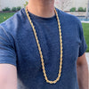 14K Gold Plated Rope Chain Necklace 10mm x 36"