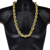 14K Gold Plated Rope Chain Necklace 20mm Thick x 30"