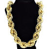 14K Gold Plated Rope Chain Necklace 25mm Thick x 36"