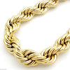 14K Gold Plated Rope Chain Necklace 25mm Thick x 36"