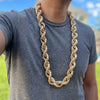 14K Gold Plated Rope Chain Necklace 25mm Thick x 36"
