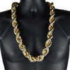 14K Gold Plated Rope Chain Necklace 25mm x 30"